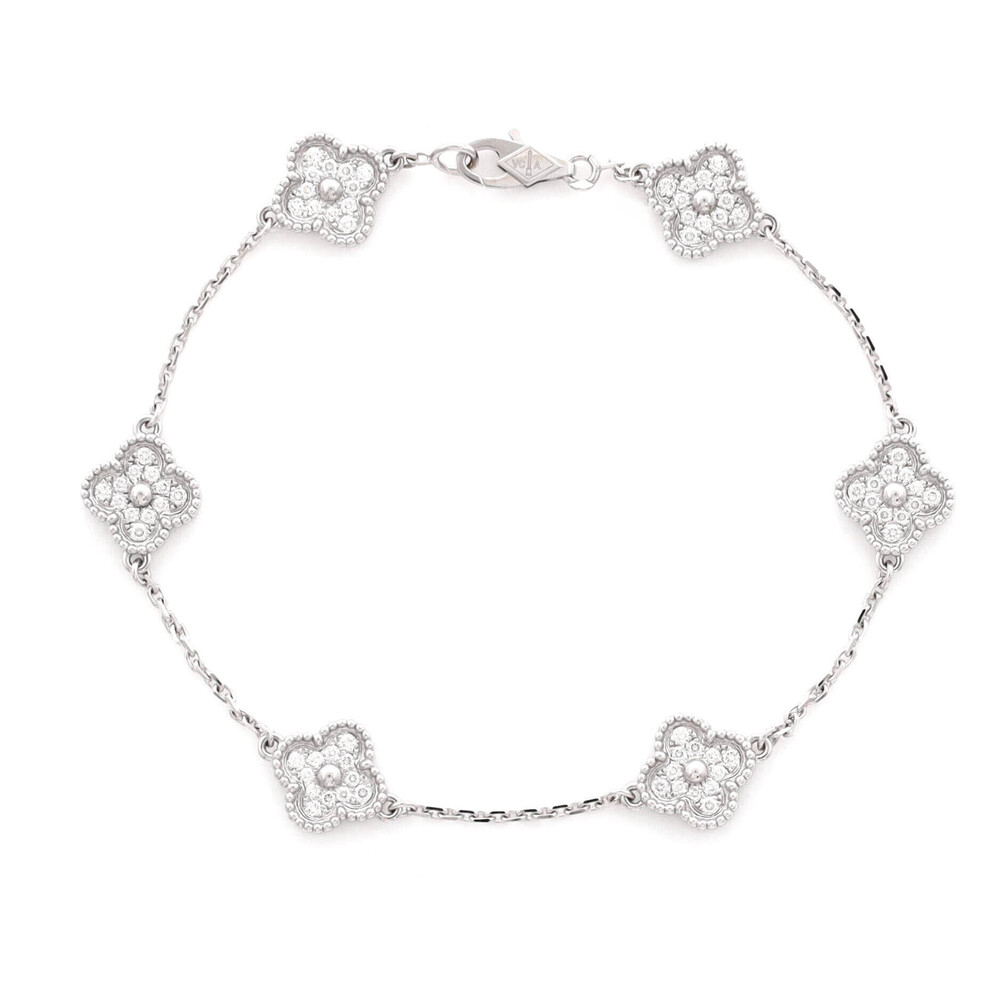 Van Cleef & Arpels Sweet Alhambra 6 Motifs Bracelet 18K White Gold and Diamonds